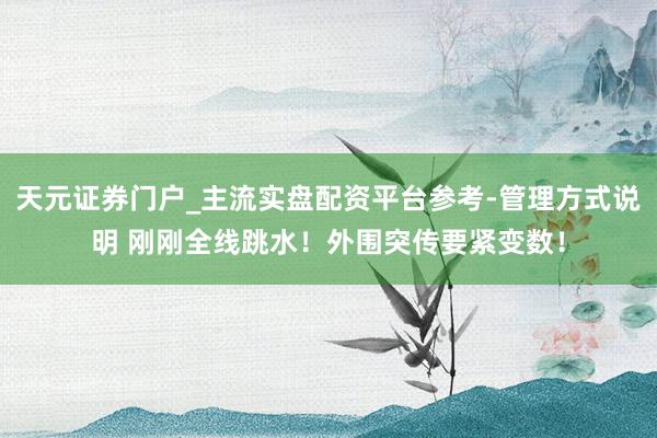 天元证券门户_主流实盘配资平台参考-管理方式说明 刚刚全线跳水！外围突传要紧变数！